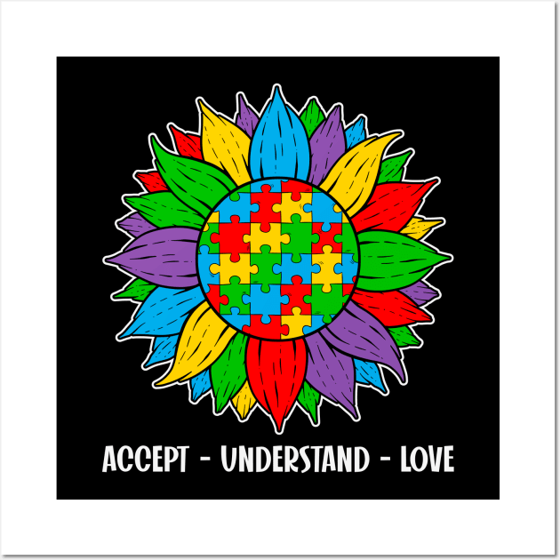 ACCEPT UNDERSTAND LOVE Autism Awareness Gift for Birthday, Mother's Day, Thanksgiving, Christmas Wall Art by skstring